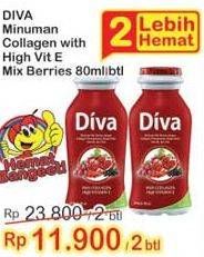 Promo Harga DIVA Minuman Collagen High Vit. E Mix Berries per 2 botol 80 ml - Indomaret