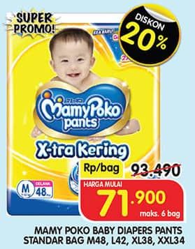 Promo Harga Mamy Poko Pants Xtra Kering M48, L42, XL38, XXL34 34 pcs - Superindo