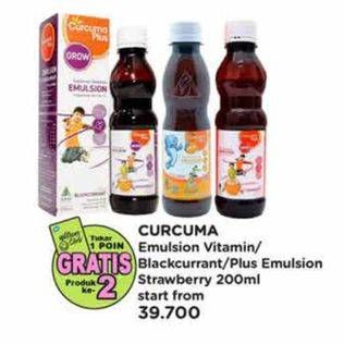 Promo Harga Curcuma Plus Emulsion Suplemen Makanan Jeruk, Blackcurrant, Strawberry 200 ml - Watsons