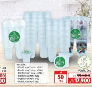 Promo Harga Yaksok Plastic Cup Transparant + Lid  - Lotte Grosir