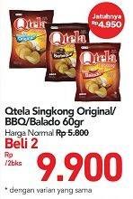 Promo Harga QTELA Keripik Singkong Original, Barbeque, Balado per 2 bungkus 60 gr - Carrefour