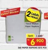 Promo Harga 365 Paper Napkins per 2 pouch 50 pcs - Superindo