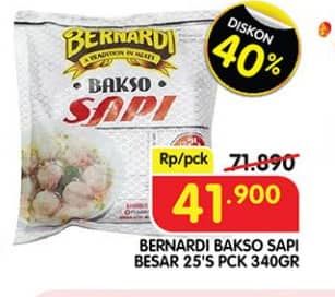 Promo Harga Bernardi Bakso Sapi Besar 25 pcs - Superindo