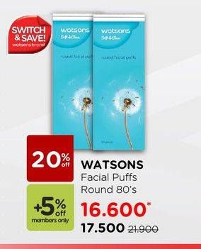 Promo Harga WATSONS Facial Puffs Round 80 pcs - Watsons
