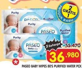 Promo Harga PASEO Baby Wipes Purified Water 80 sheet - Superindo