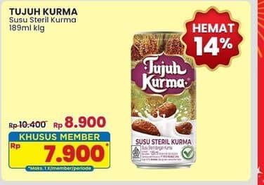 Promo Harga Tujuh Kurma Susu Steril Kurma 200 ml - Indomaret