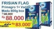 Promo Harga FRISIAN FLAG Primagro 1+ Madu, Vanilla 800 gr - Indomaret