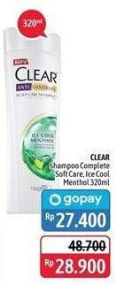 Promo Harga CLEAR Shampoo Complete Soft Care, Ice Cool Menthol 320 ml - Alfamidi