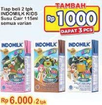 Promo Harga INDOMILK Susu UHT Kids Cokelat, Full Cream, Stroberi 115 ml - Indomaret