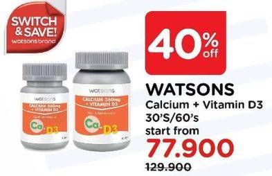 Promo Harga WATSONS Calcium 360mg + Vitamin D3 30 pcs - Watsons