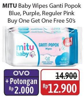 Promo Harga Mitu Baby Wipes Ganti Popok Blue Charming Lily, Pink Sweet Rose, Purple Playful Fressia 50 pcs - Alfamidi