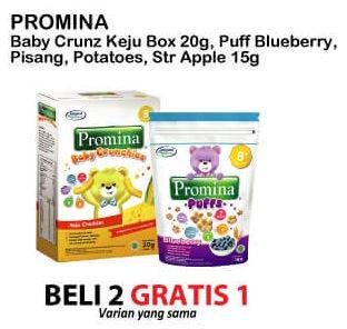 Promo Harga PROMINA Baby Crunchies Keju 20 g; Puffs Blueberry, Pisang, Potatoes, Strawberry Apple 15 g  - Alfamart