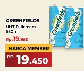 Promo Harga Greenfields UHT Full Cream 1000 ml - Yogya