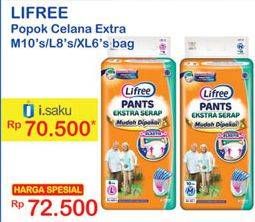 Promo Harga Lifree Popok Celana Ekstra Serap M10, L8, XL6  - Indomaret