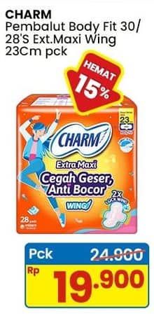 Promo Harga Charm Body Fit Extra Maxi Wing 28 pcs - Indomaret