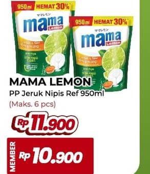 Promo Harga Mama Lemon Cairan Pencuci Piring Jeruk Nipis 950 ml - Yogya