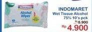 Promo Harga INDOMARET Wet Tissue Alcohol 75% Food Grade 10 sheet - Indomaret