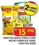 Promo Harga HAPPY TOS Tortilla Chips Nacho Cheese, Hijau per 2 pouch - Superindo