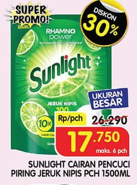 Promo Harga Sunlight Pencuci Piring Jeruk Nipis 100 1500 ml - Superindo