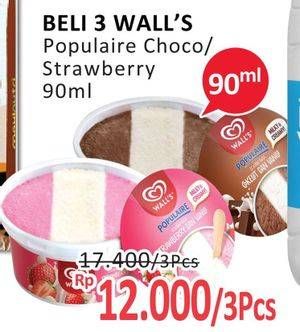 Promo Harga WALLS Populaire Chocolate Vanilla, Strawberry Vanilla 90 ml - Alfamidi