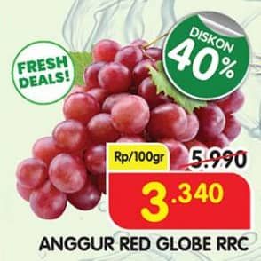 Promo Harga Anggur Red Globe RRC per 100 gr - Superindo