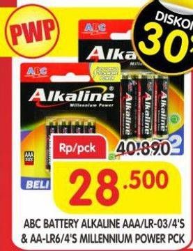Promo Harga ABC Battery Alkaline LR03/AAA, LR6/AA 4 pcs - Superindo