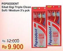 Promo Harga PEPSODENT Sikat Gigi Triple Clean Medium, Soft 3 pcs - Indomaret