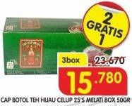 Promo Harga Teh Cap Botol Teh Hijau Celup per 2 box 25 pcs - Superindo