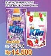 Promo Harga SO KLIN Liquid Detergent Korean Camelia, + Anti Bacterial Violet Blossom 750 ml - Indomaret