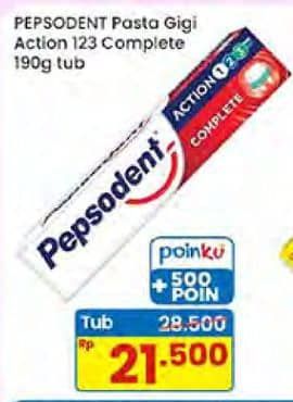 Promo Harga Pepsodent Pasta Gigi Action 123 Complete 190 gr - Indomaret