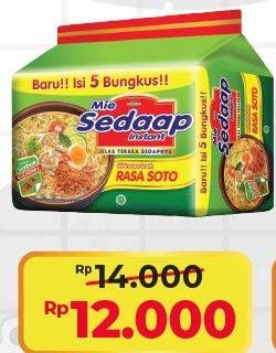 Promo Harga SEDAAP Mie Kuah Soto per 5 pcs 75 gr - Alfamart