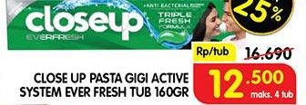 Promo Harga CLOSE UP Pasta Gigi Everfresh Icy White Winter Blast, Everfresh Menthol Fresh 160 gr - Superindo