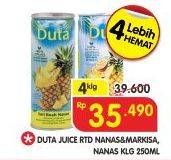 Promo Harga DUTA Juice Sari Buah Nanas Markisa, Nanas per 4 kaleng 250 ml - Superindo