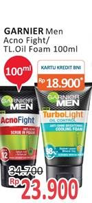Promo Harga GARNIER Men Acno Fight/ Turbo Light Oil Foam 100 mL  - Alfamidi