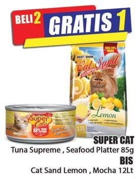 Promo Harga SUPER CAT Makanan Kucing 85gr/BIS Cat Sand 12Ltr  - Hari Hari