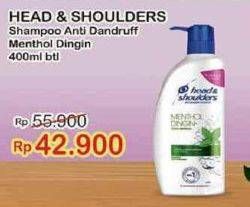 Promo Harga HEAD & SHOULDERS Shampoo Menthol Dingin 400 ml - Indomaret
