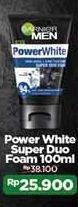 Promo Harga GARNIER MEN Power White Facial Foam Super Duo Dark Spots + Pore Tightening 100 ml - Alfamidi