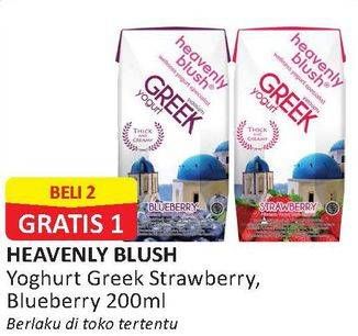 Promo Harga HEAVENLY BLUSH Greek Yoghurt Strawberry, Blueberry 200 ml - Alfamart