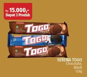 Promo Harga Serena Togo Biskuit Cokelat Chocolate, Black 128 gr - LotteMart