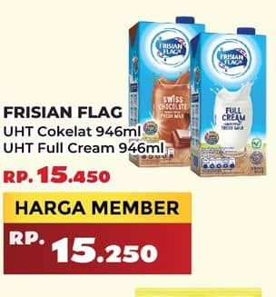 Promo Harga Frisian Flag Susu UHT Purefarm Swiss Chocolate, Full Cream 946 ml - Yogya