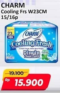 Promo Harga Charm Extra Comfort Cooling Fresh Wing 23cm 15 pcs - Alfamart