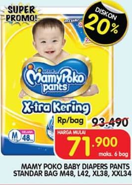 Promo Harga Mamy Poko Pants Xtra Kering M48, L42, XL38, XXL34 34 pcs - Superindo