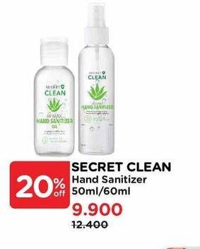 Promo Harga Secret Clean Hand Sanitizer 50 ml - Watsons
