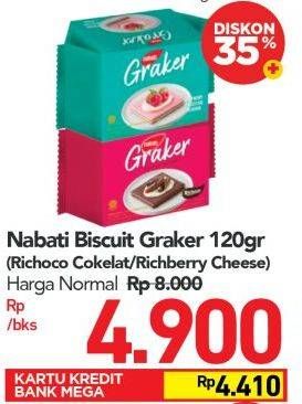 Promo Harga NABATI Graker Graham Crackers Raspberry Cheesecake, Richoco 120 gr - Carrefour
