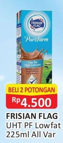 Promo Harga FRISIAN FLAG Susu UHT Purefarm Low Fat 225 ml - Alfamart