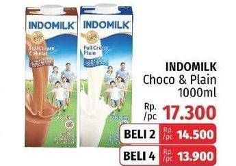 Promo Harga Indomilk Susu UHT Cokelat, Full Cream Plain 1000 ml - LotteMart