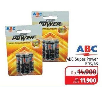 Promo Harga ABC Battery Super Power R03 Trypack 4 pcs - Lotte Grosir
