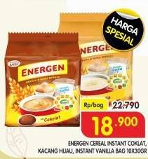 Promo Harga Energen Cereal Instant Chocolate, Kacang Hijau, Vanilla per 10 sachet 30 gr - Superindo