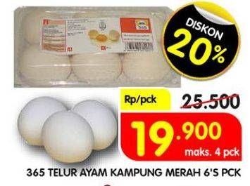 Promo Harga 365 Telur Ayam Kampung 6 pcs - Superindo