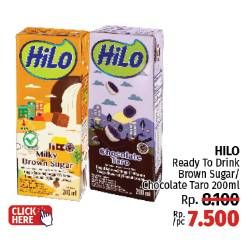 Promo Harga Hilo Ready to Drink Milky Brown Sugar, Chocolate Taro 200 ml - LotteMart